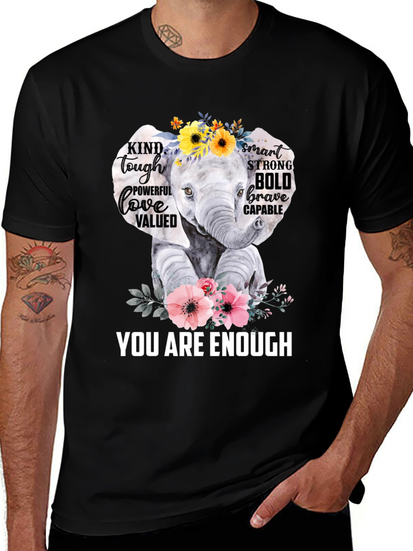 Variant 4 of Elephant You Are Enough Graphic T-Shirt