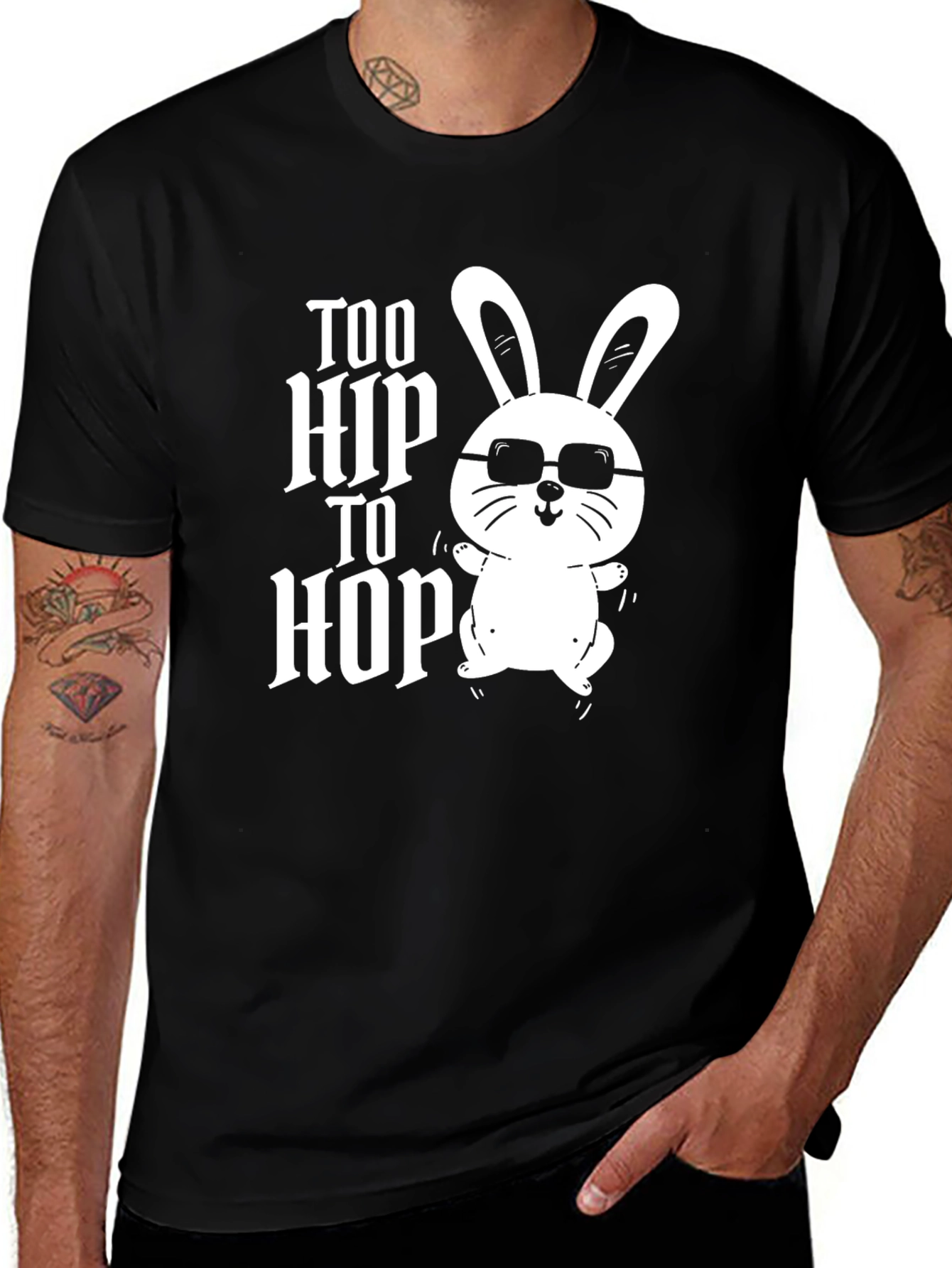 Variant 18 of Too Hip to Hop T-Shirt - Easter Bunny Graphic Tee