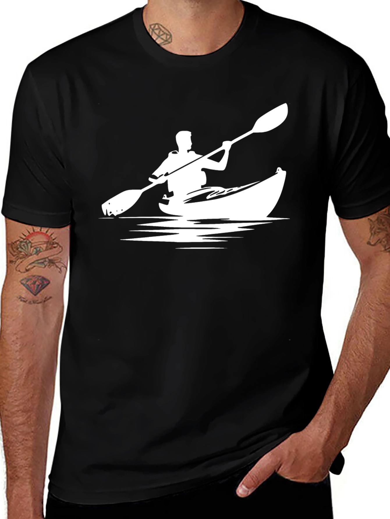 Variant 8 of Kayaking Graphic Tee - Black Casual Shirt