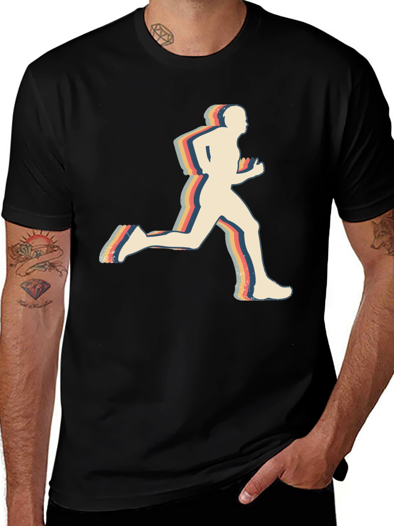 Variant 6 of Retro Runner Graphic Tee - Black