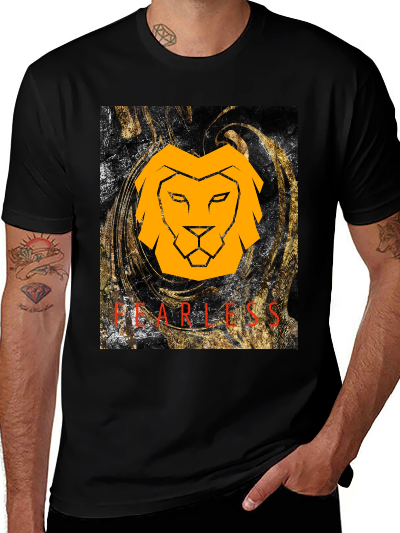 Variant 11 of Fearless Lion Graphic Tee - Black