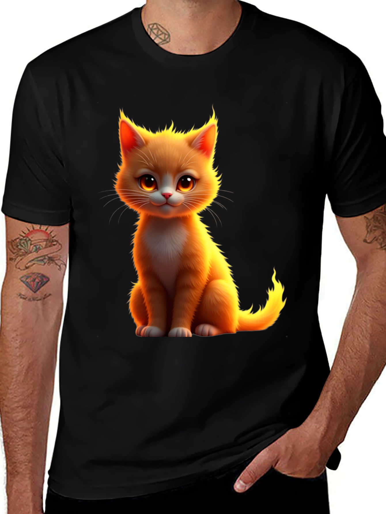 Cute Kitten Graphic Black T-Shirt