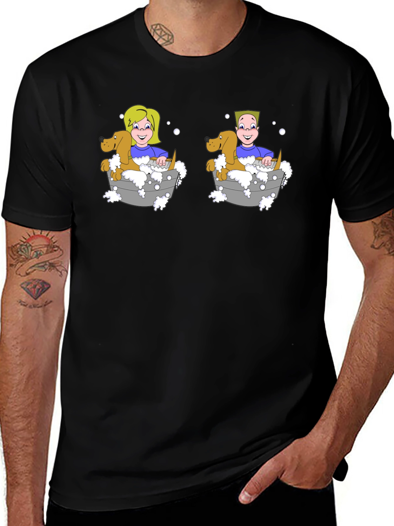 Variant 25 of Cartoon Dog Wash T-Shirt