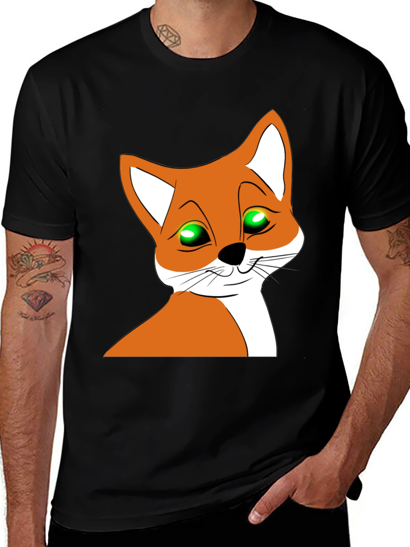 Variant 19 of Cool Fox Graphic T-Shirt - Black Crew Neck Tee
