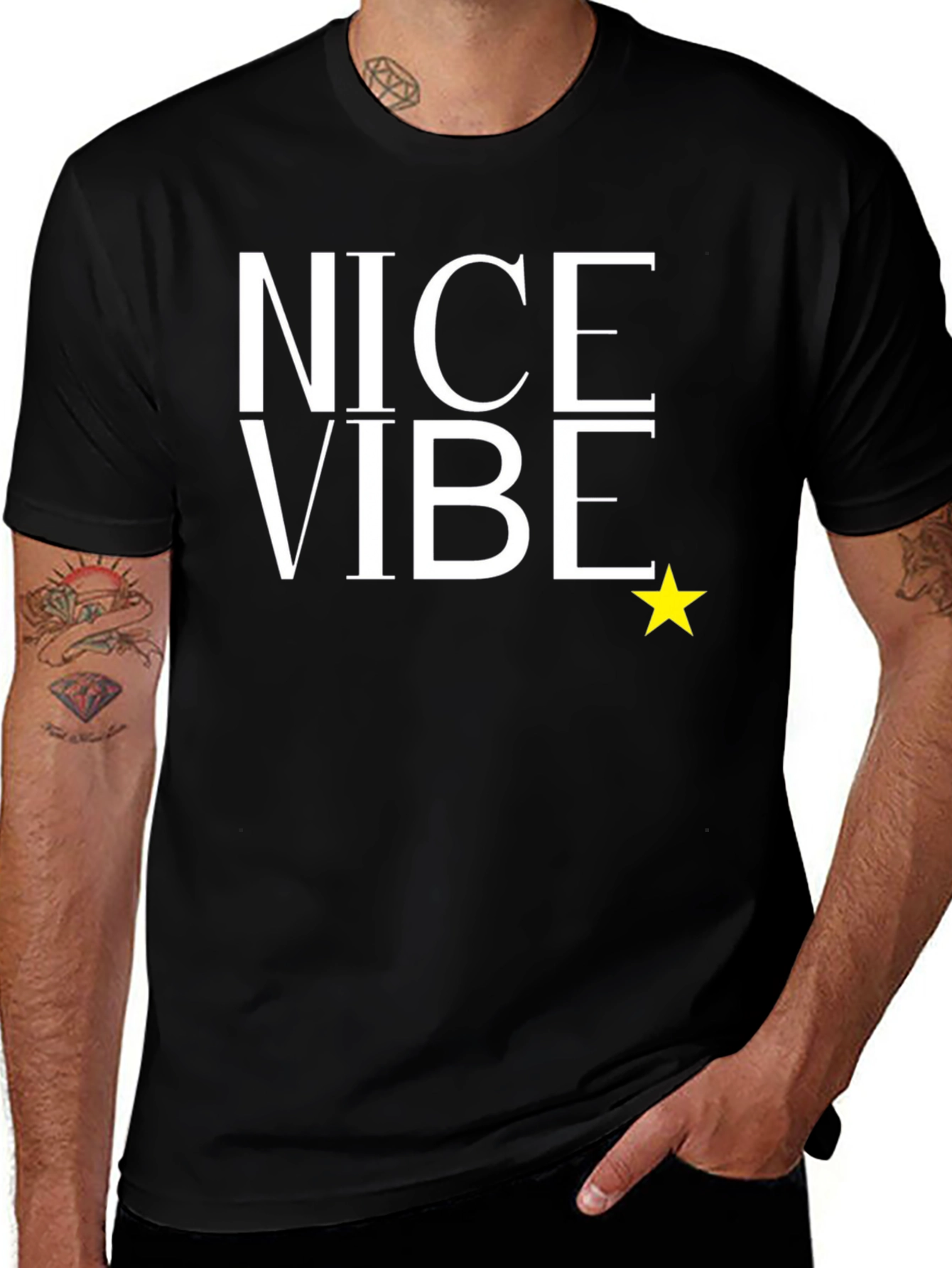 Variant 23 of Nice Vibe Black Cotton Graphic Tee