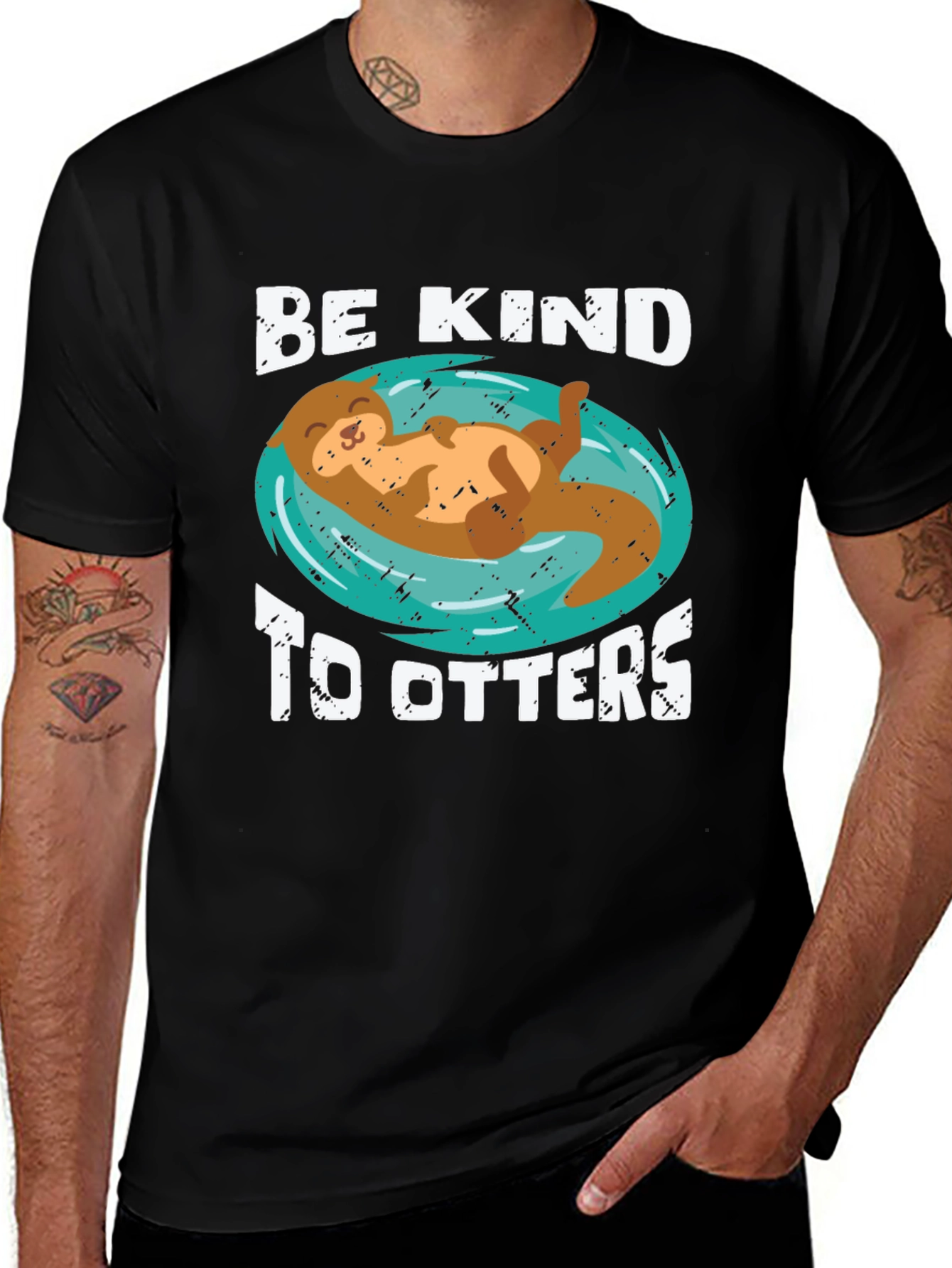 Variant 17 of Be Kind To Otters Graphic Tee - Black