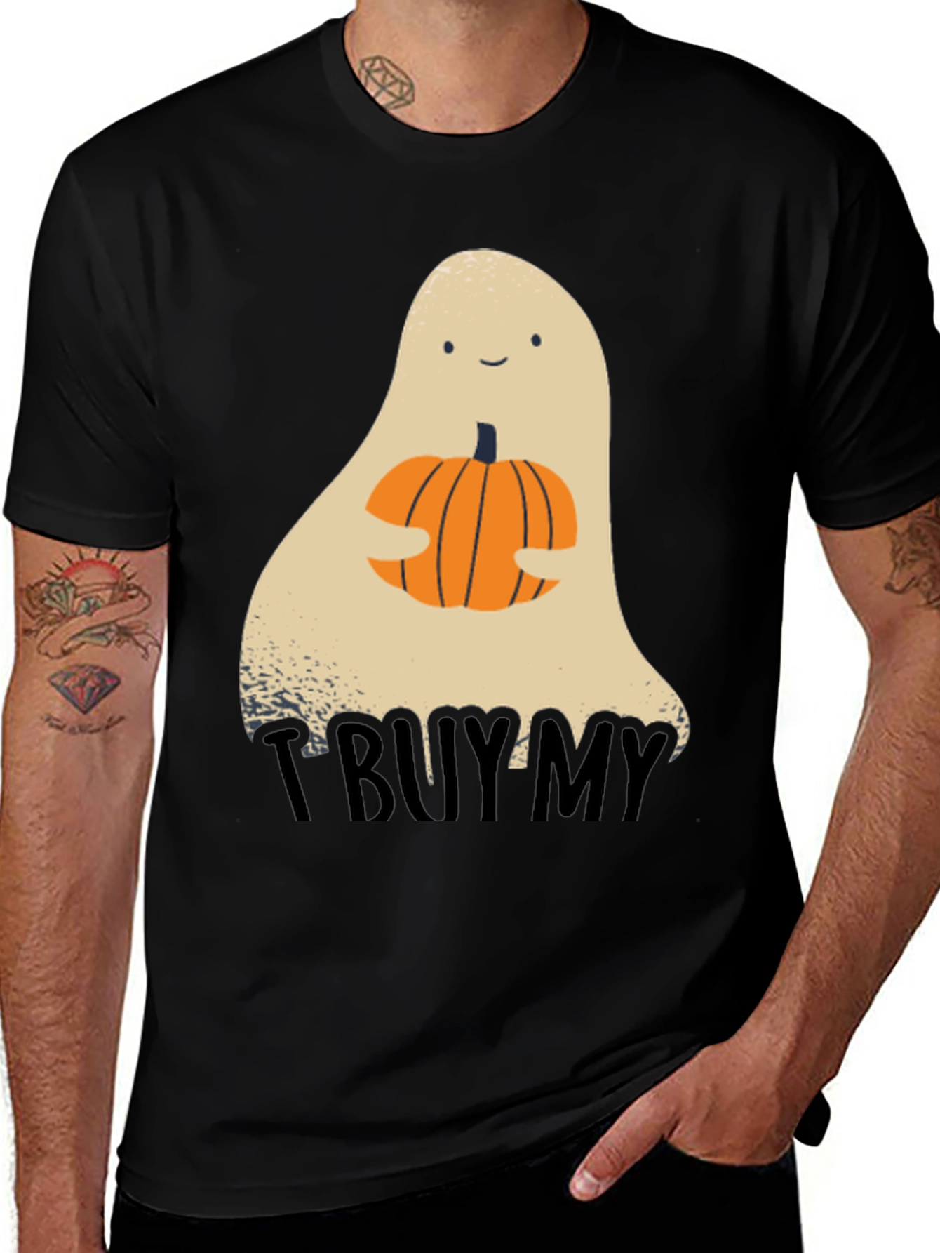 Variant 26 of Halloween Ghost Holding Pumpkin T-Shirt