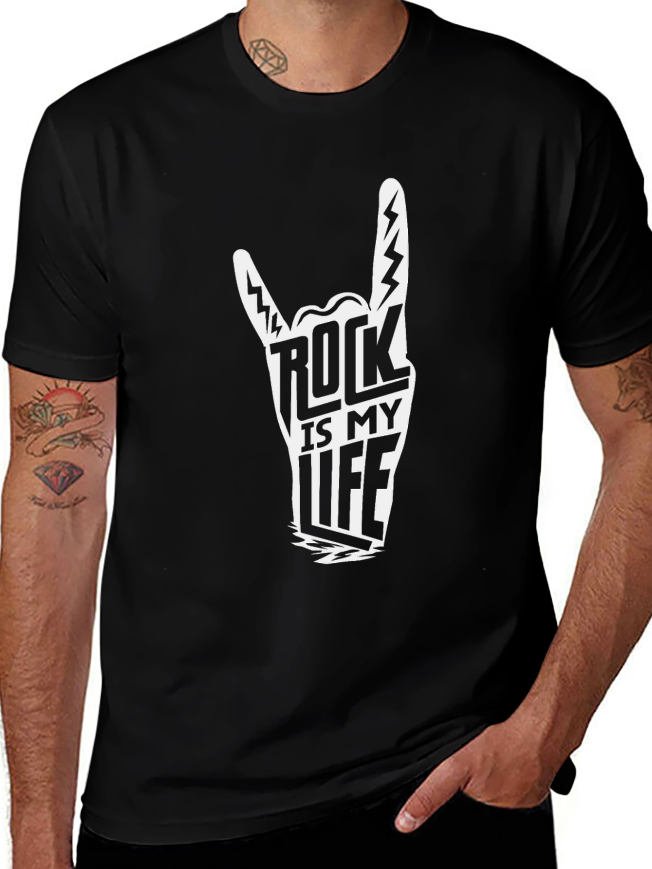 Variant 24 of Rock is My Life Graphic Tee - Black