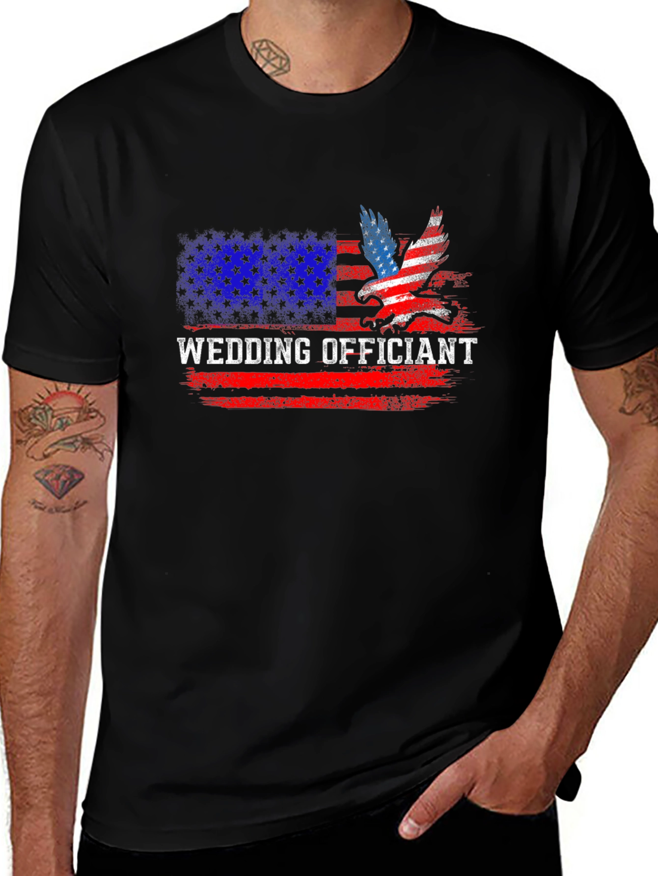 Wedding Officiant Patriotic American Flag T-Shirt