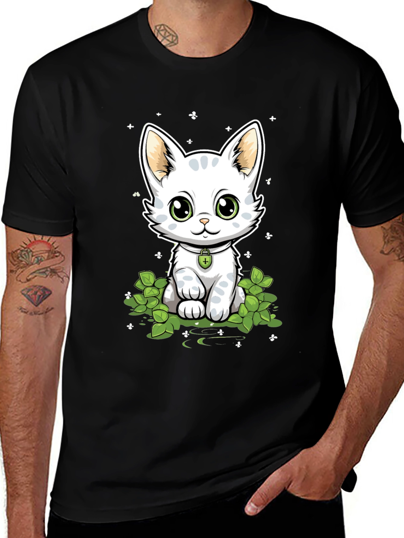 Variant 28 of Cute Kitten Graphic Tee - Stylish Black T-Shirt