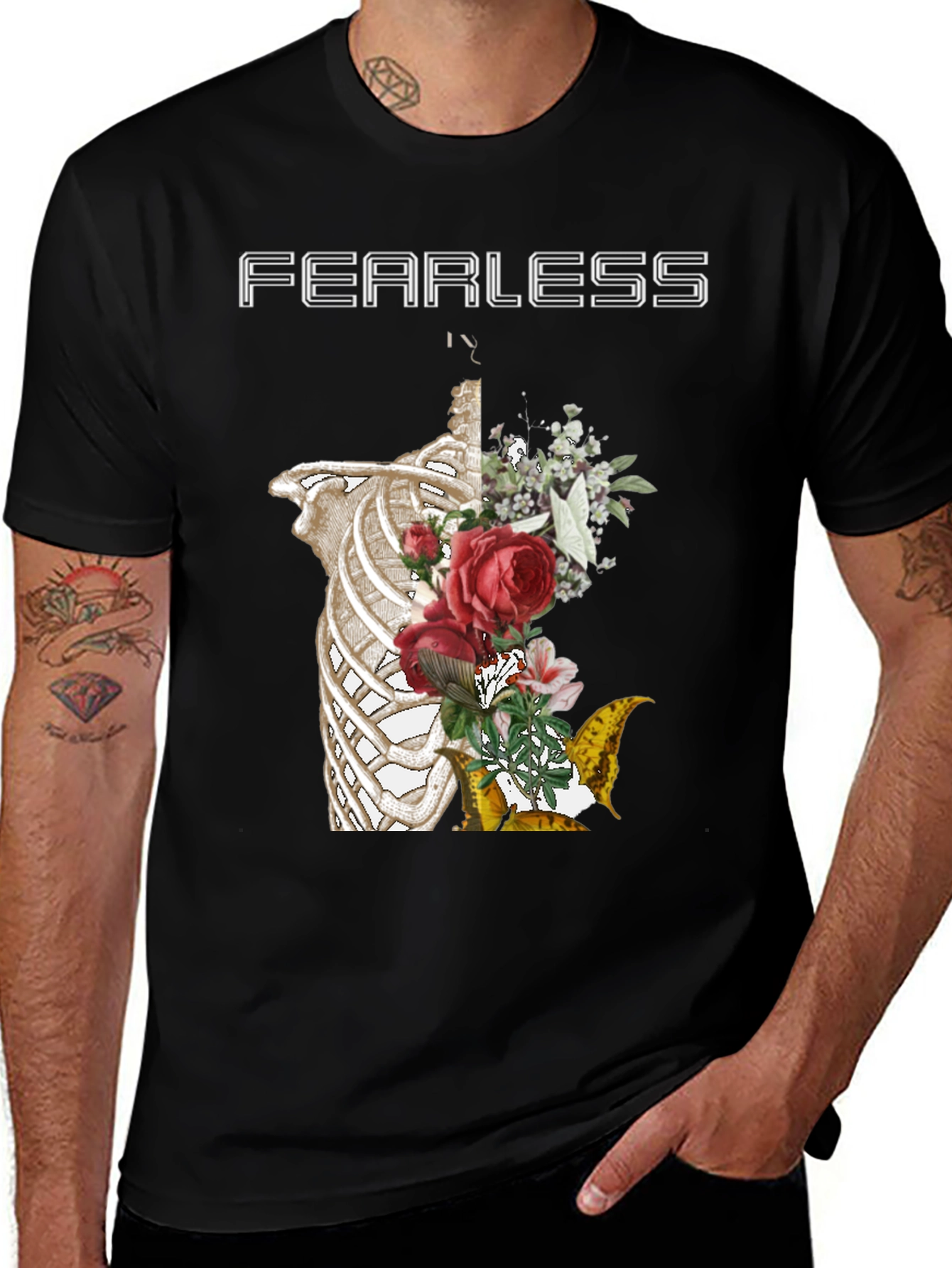 Variant 20 of Fearless Ribcage Floral Graphic Tee
