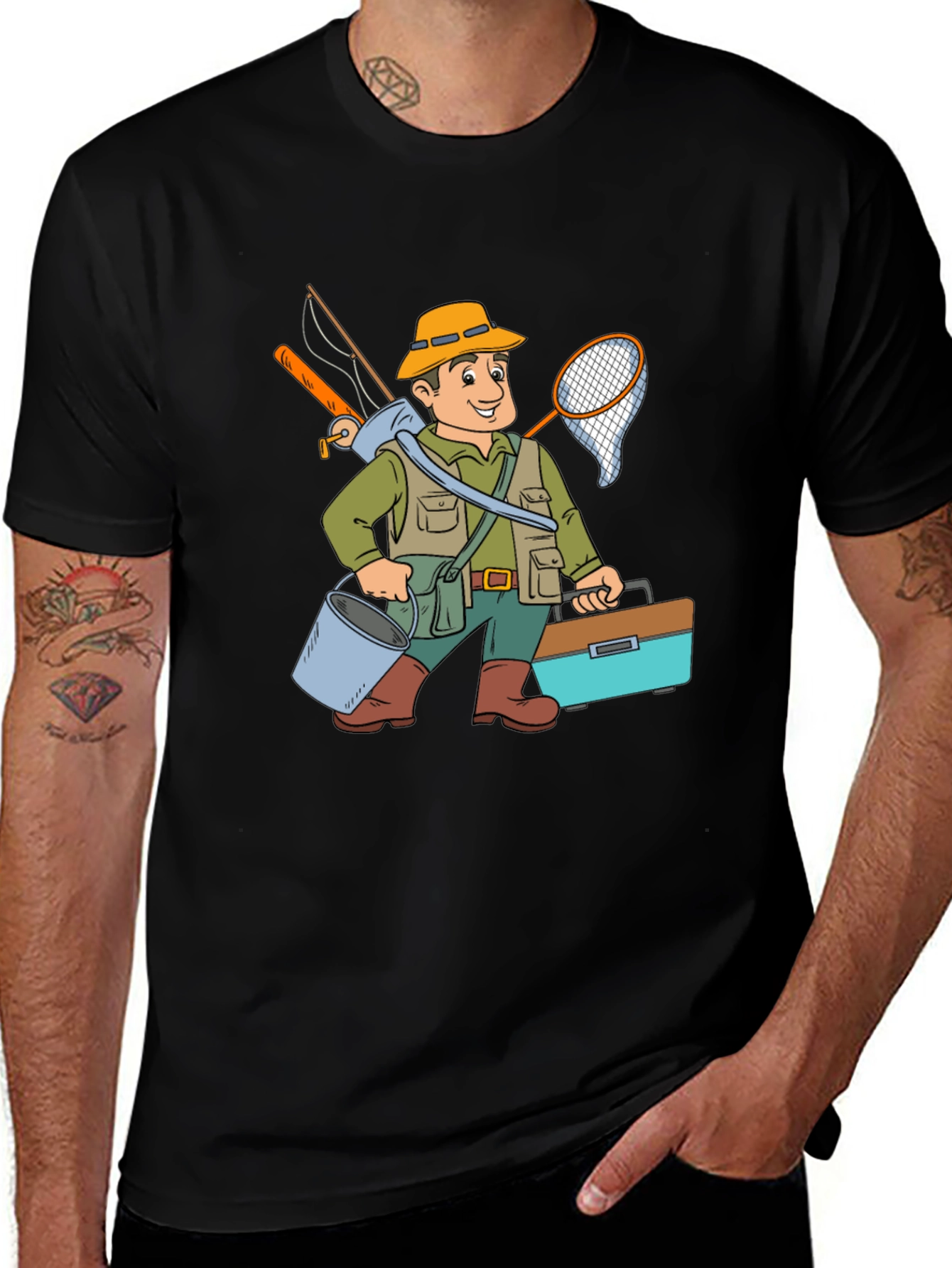 Variant 25 of Cartoon Fisherman Graphic Tee - Unique Design