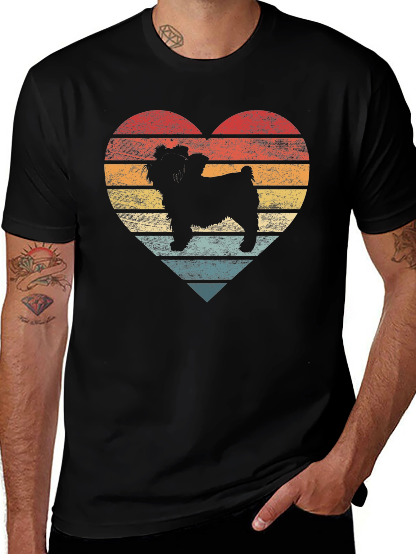 Variant 5 of Retro Dog Silhouette Heart T-Shirt