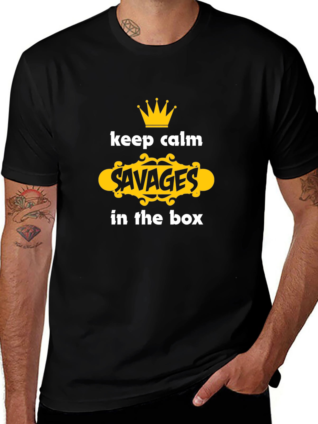 Variant 22 of Keep Calm Savages in the Box Black Tee