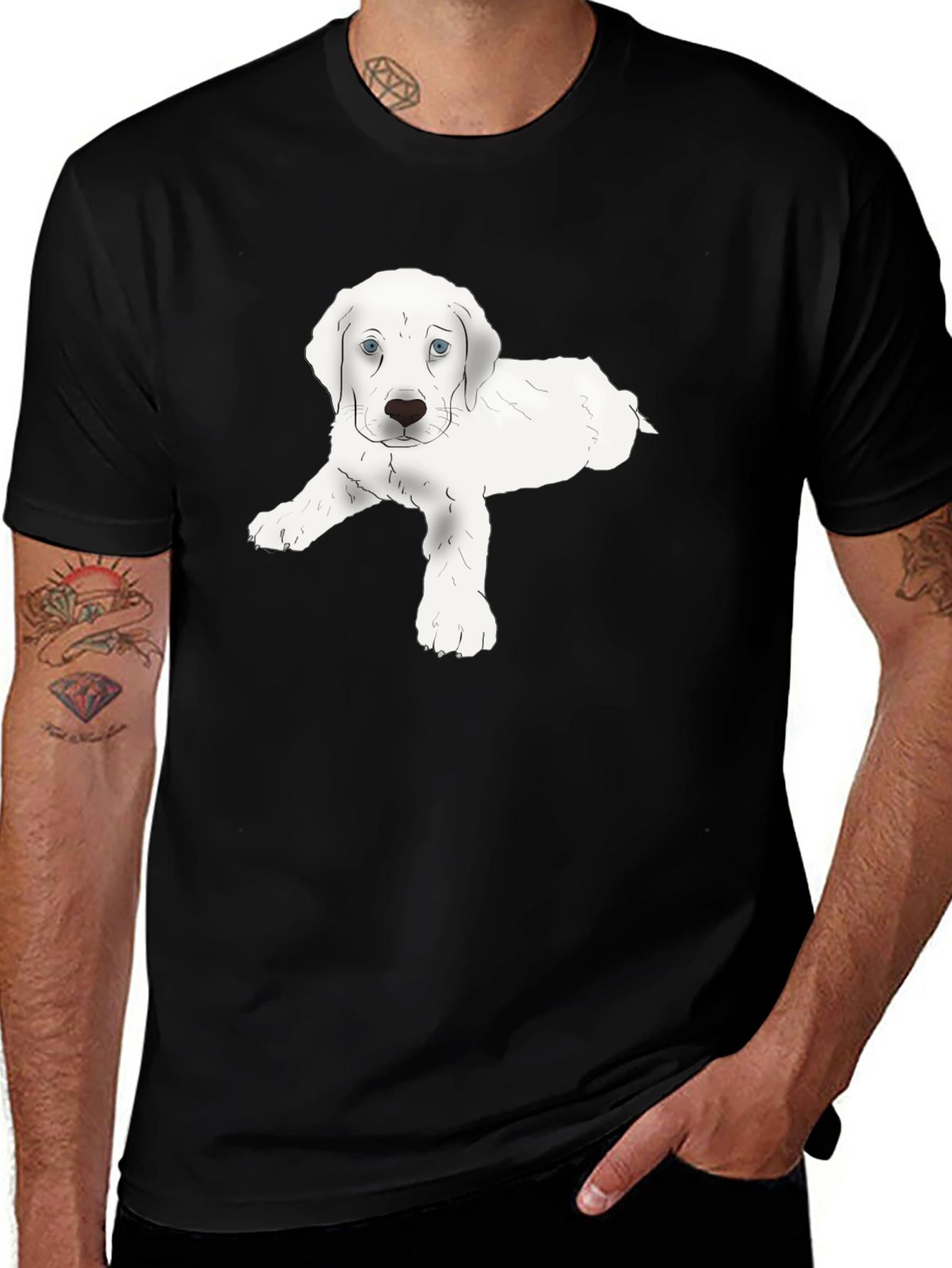 Variant 9 of Puppy Graphic Black T-Shirt