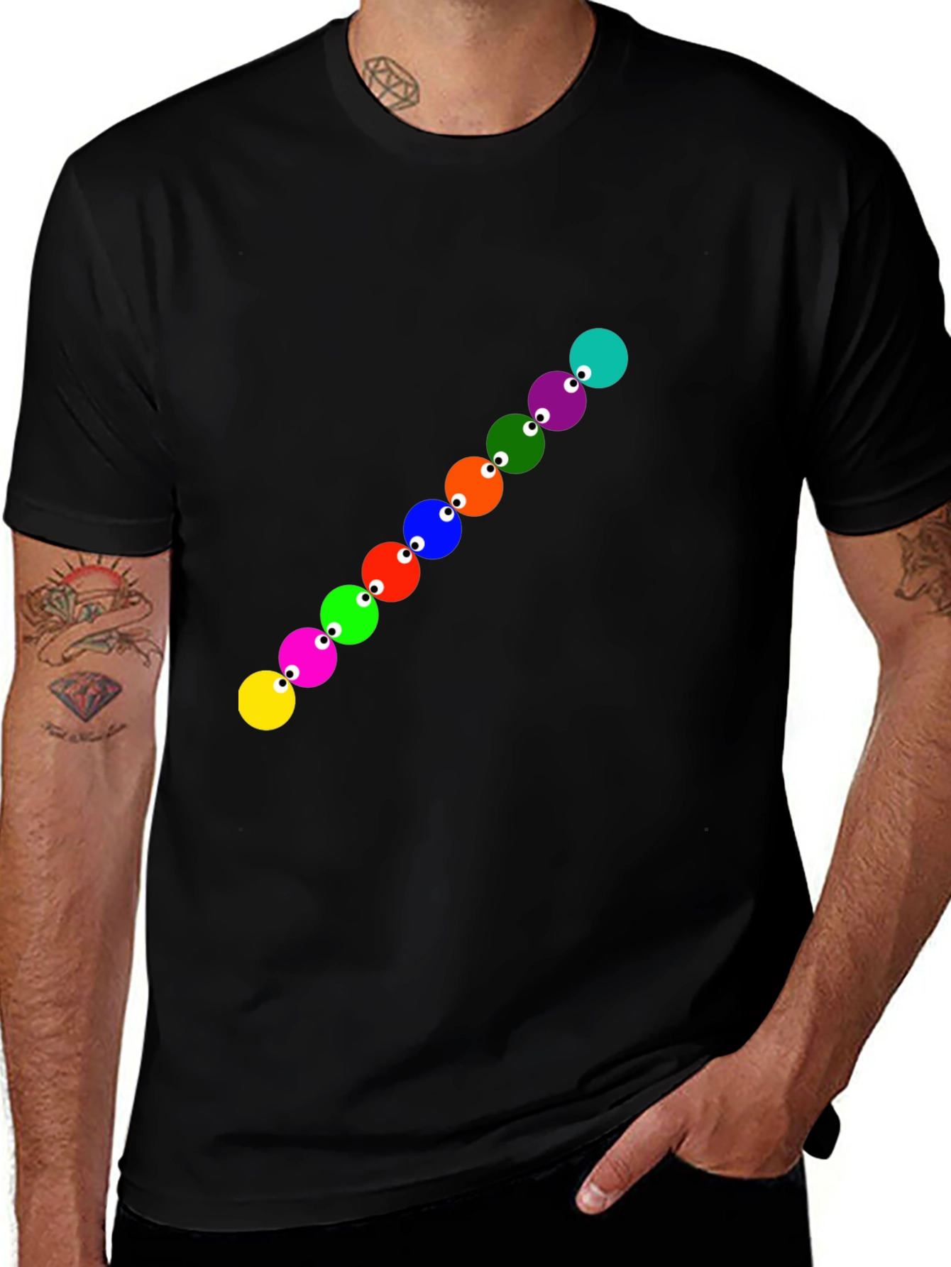 Variant 30 of Colorful Eyeball Dots Black T-Shirt