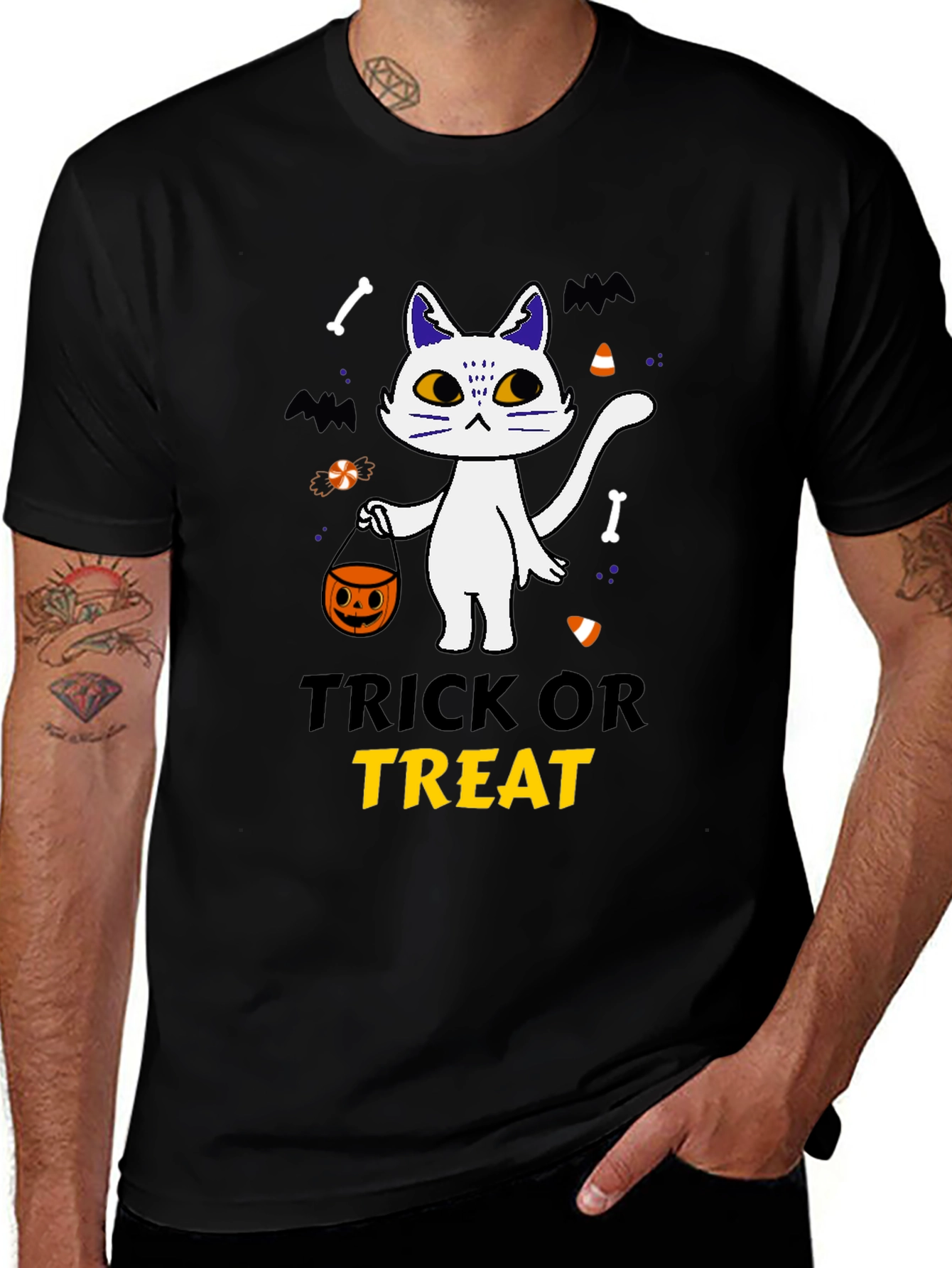 Variant 29 of Trick or Treat Halloween Cat T-Shirt