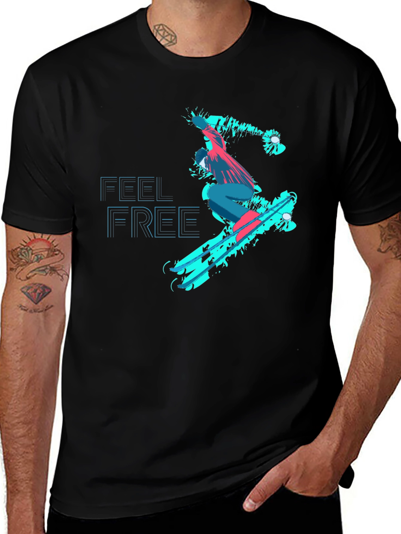 Variant 3 of Feel Free Skater Black Graphic Tee