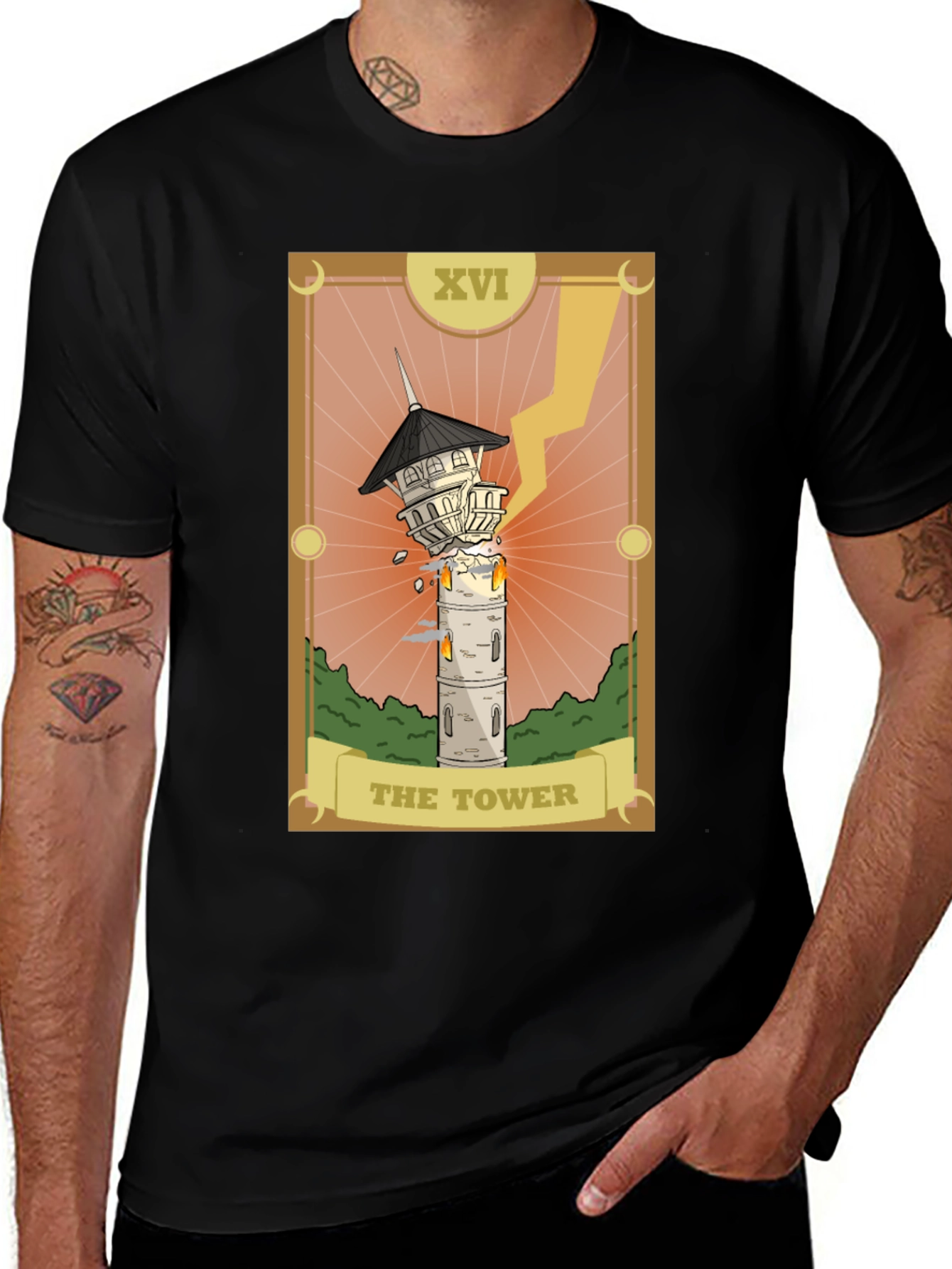 Variant 23 of The Tower Tarot Card Graphic Tee