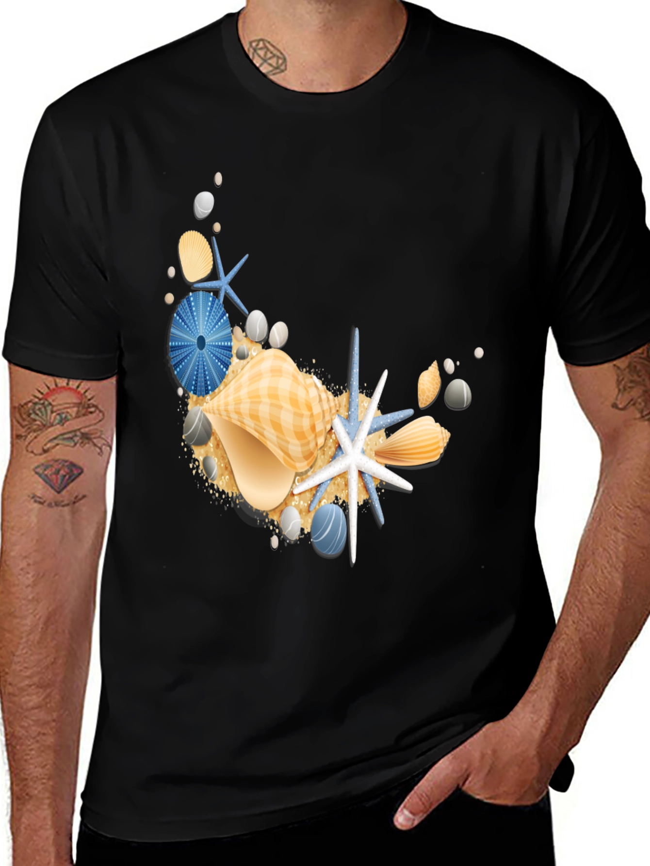 Seaside Shells Graphic Tee - Black