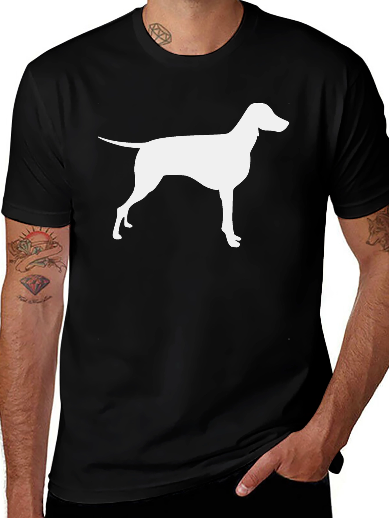 Variant 7 of Dog Silhouette Graphic Black T-Shirt