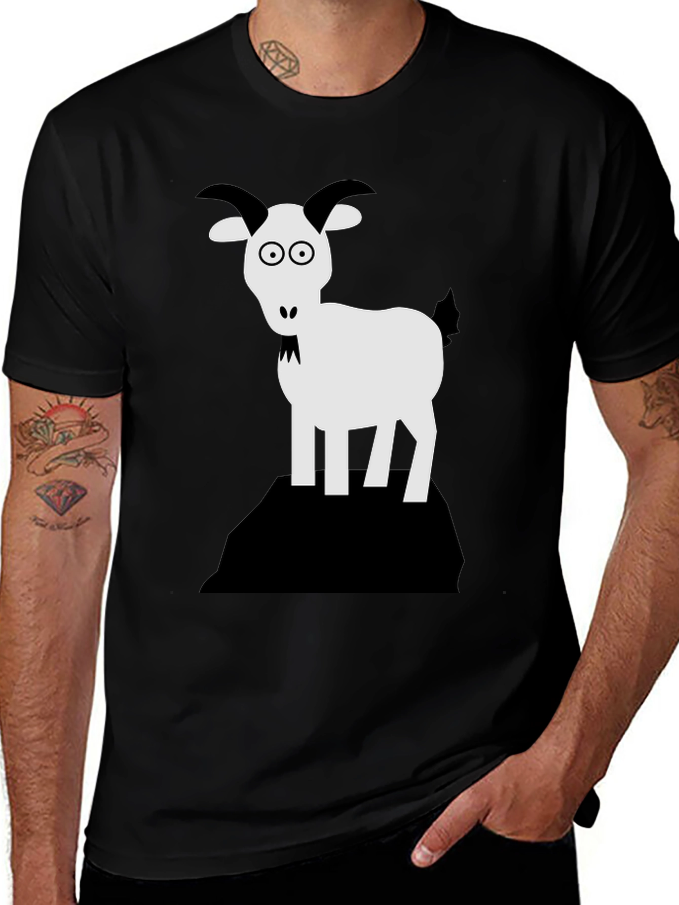 Variant 25 of Goofy Goat Graphic Tee - Black Cotton Blend