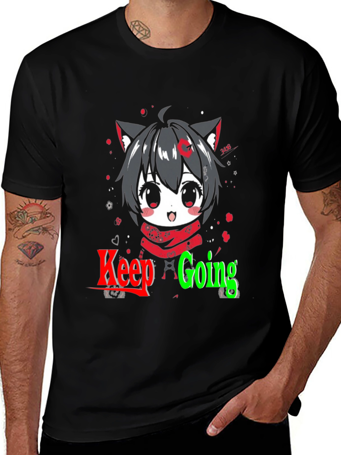 Variant 8 of Keep Going Anime T-Shirt - Cute Graphic Tee