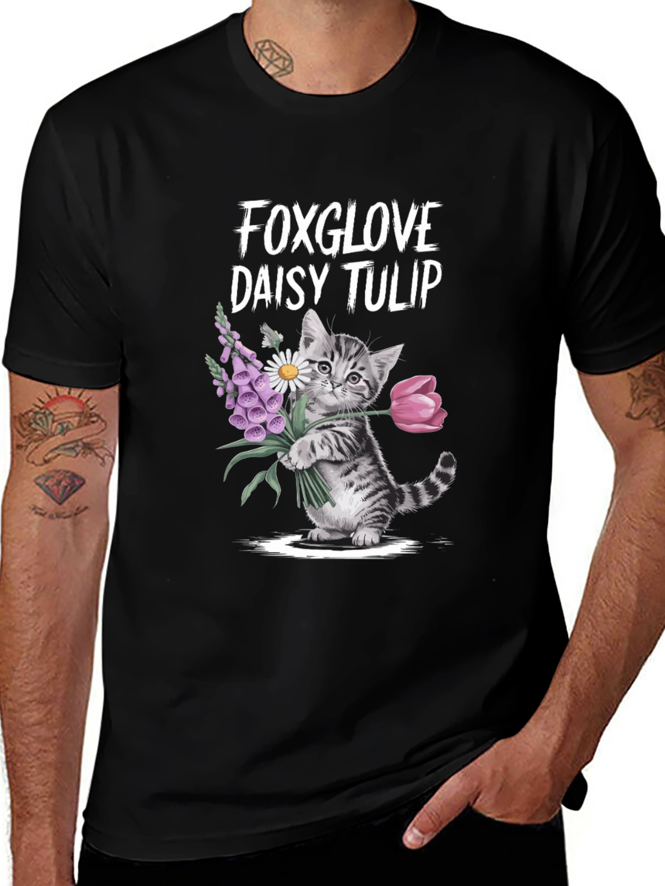 Variant 26 of Foxglove Daisy Tulip Cat T-Shirt