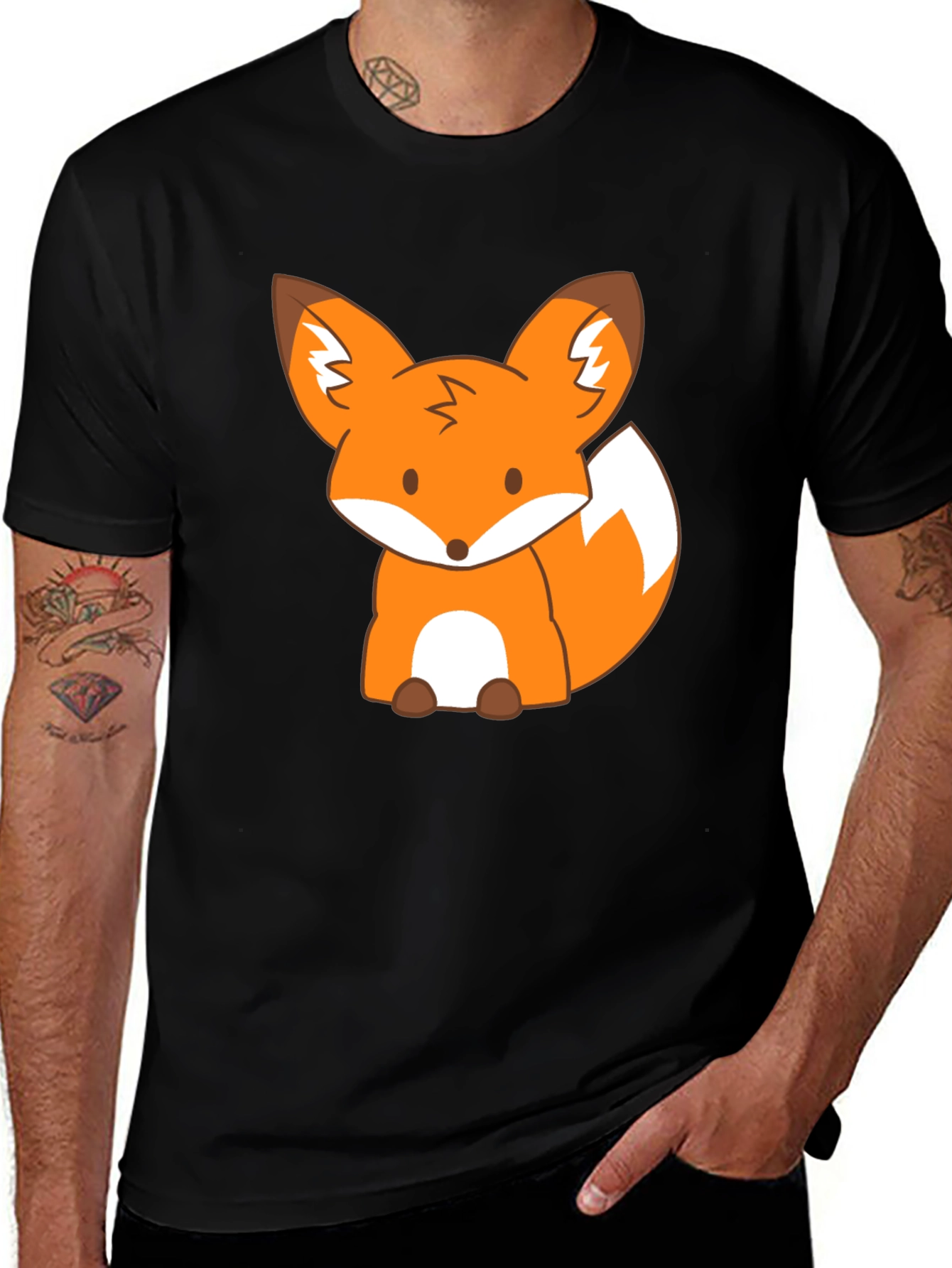 Variant 30 of Cute Fox Graphic Black T-Shirt