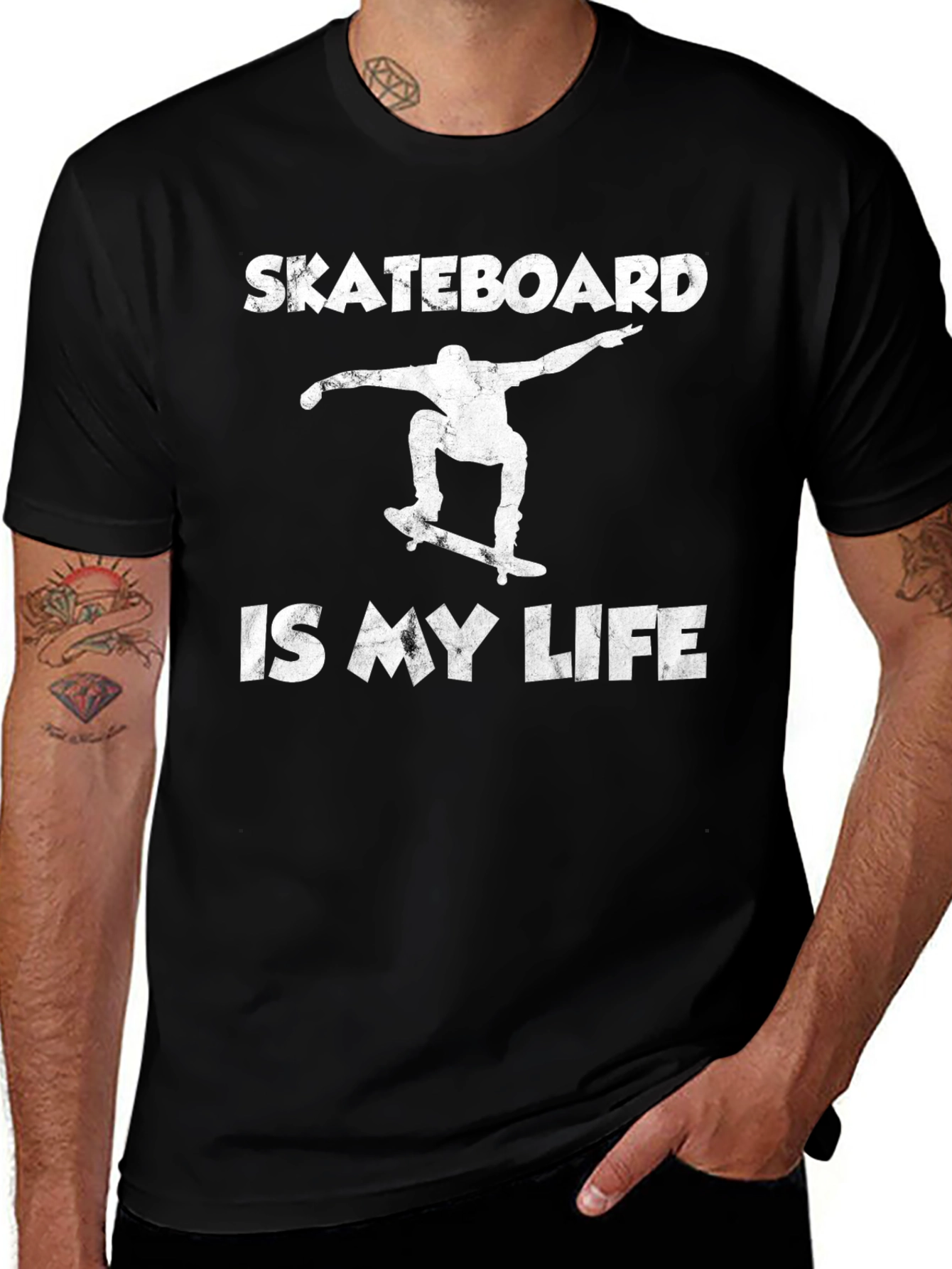 Variant 5 of Skateboard Is My Life Black Graphic T-Shirt