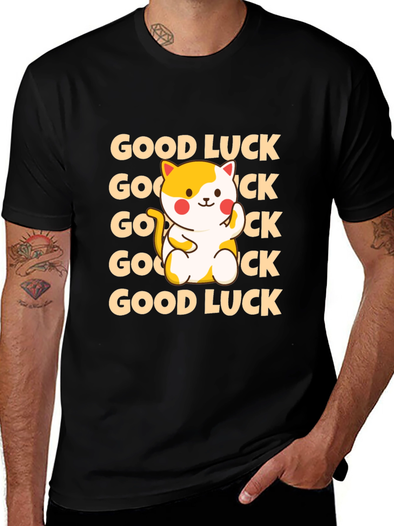 Variant 12 of Good Luck Cat Graphic Tee - Unisex Comfort