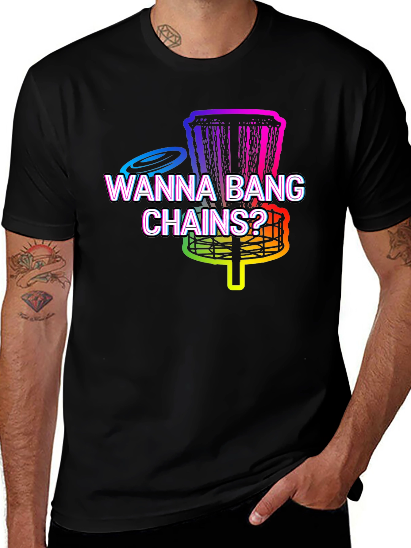 Variant 19 of Wanna Bang Chains? Disc Golf T-Shirt