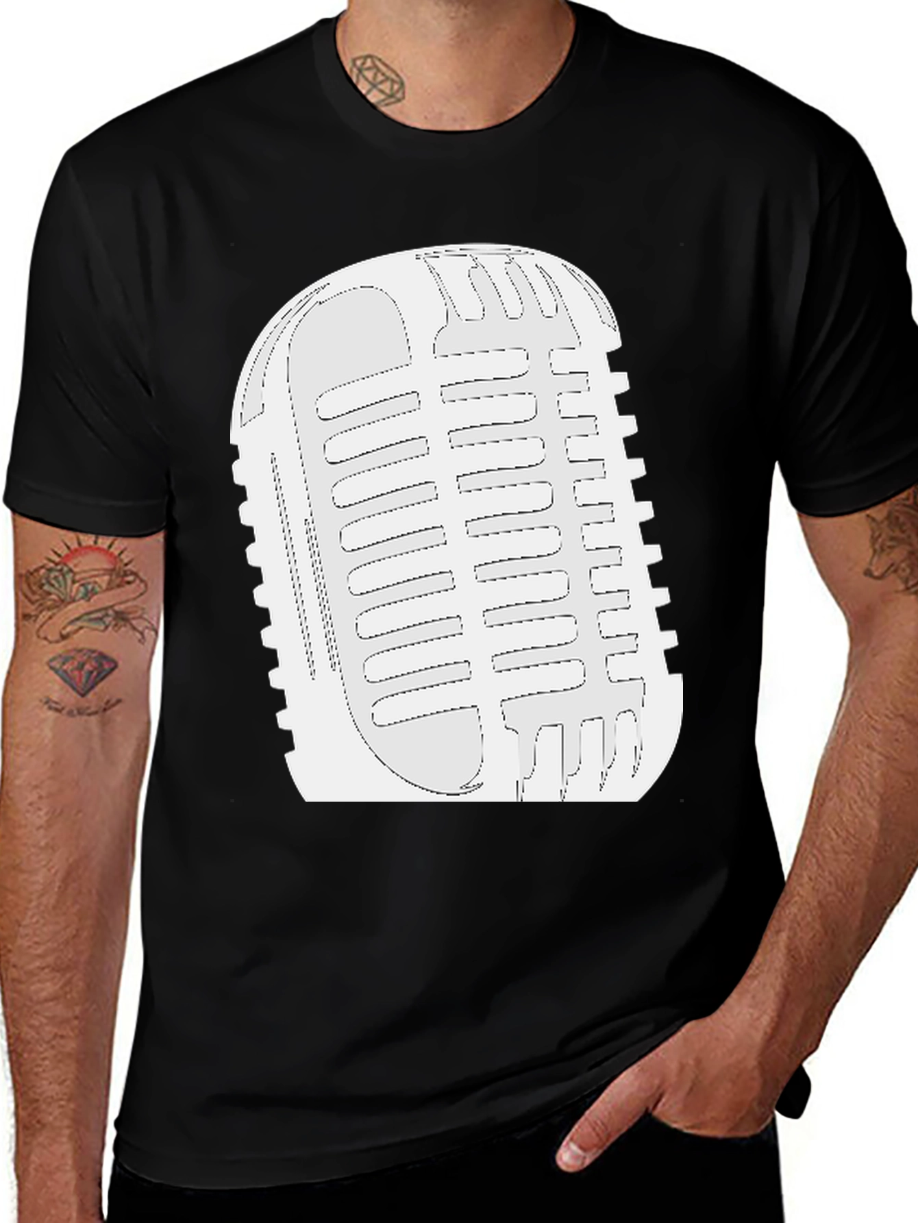 Variant 12 of Vintage Microphone Graphic T-Shirt - Classic Style