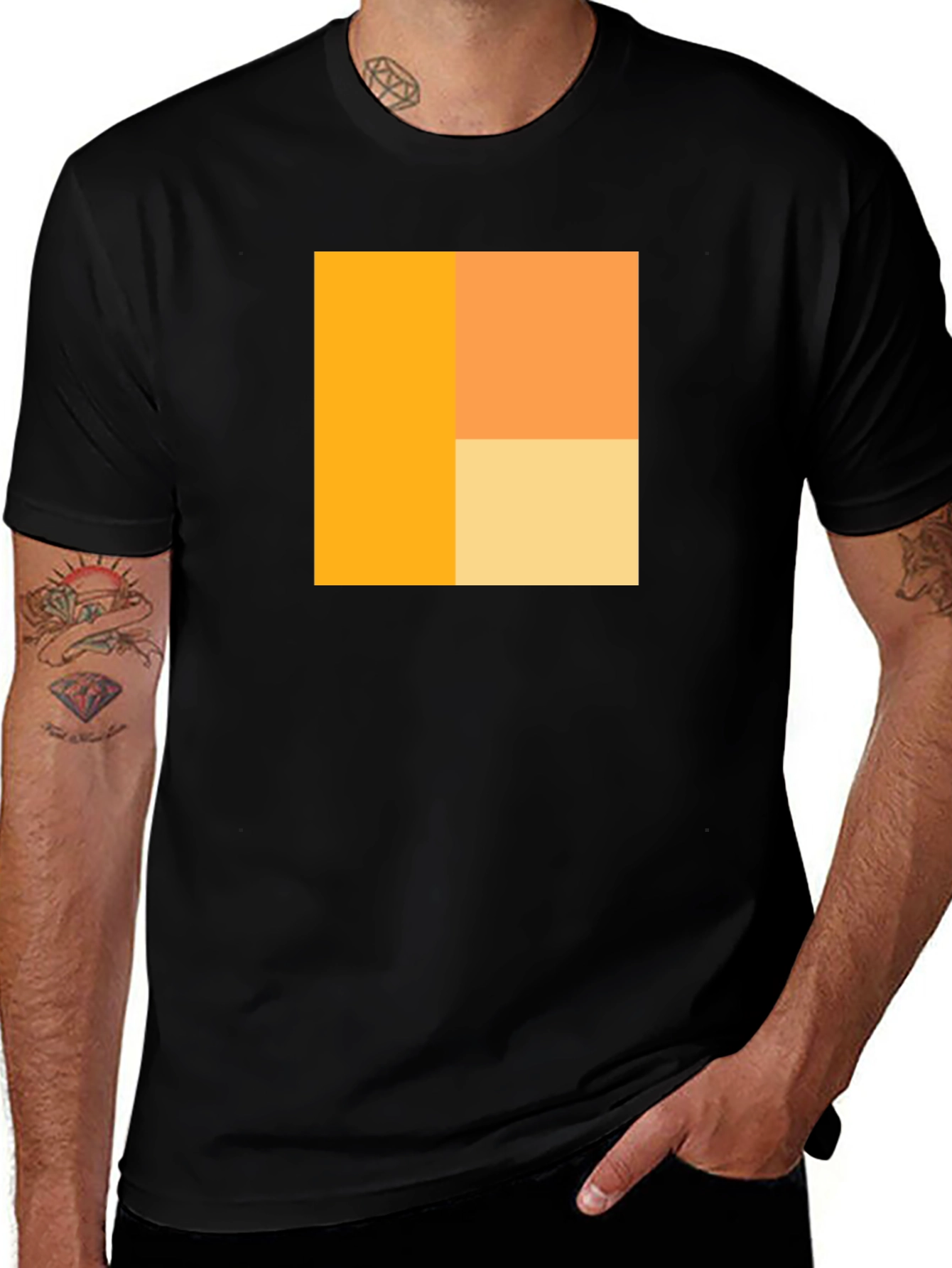 Variant 18 of Geometric Color Block Men's Black T-Shirt