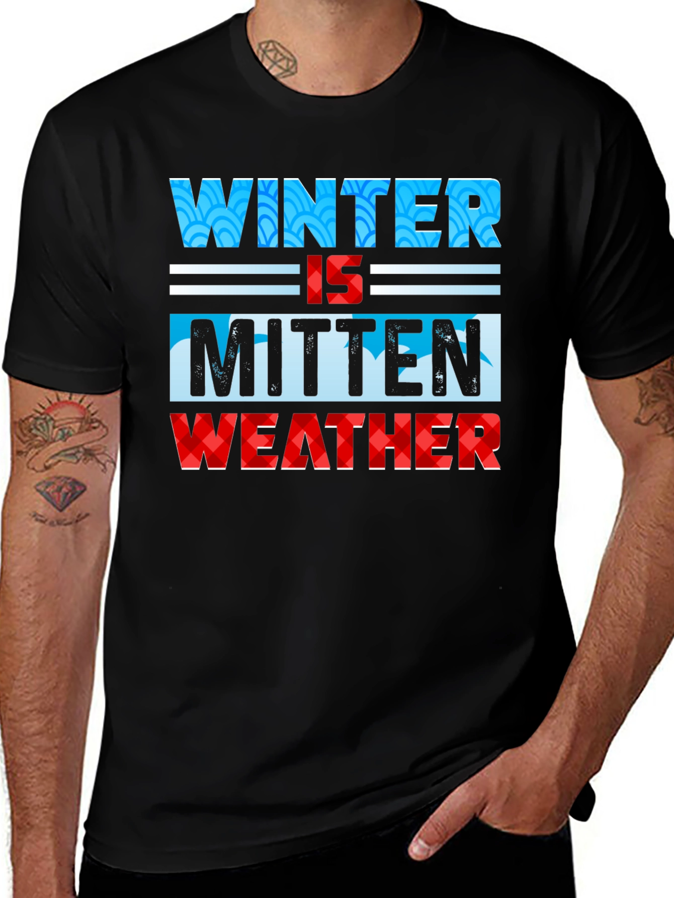 Variant 23 of Winter Mitten Weather Black Graphic T-Shirt