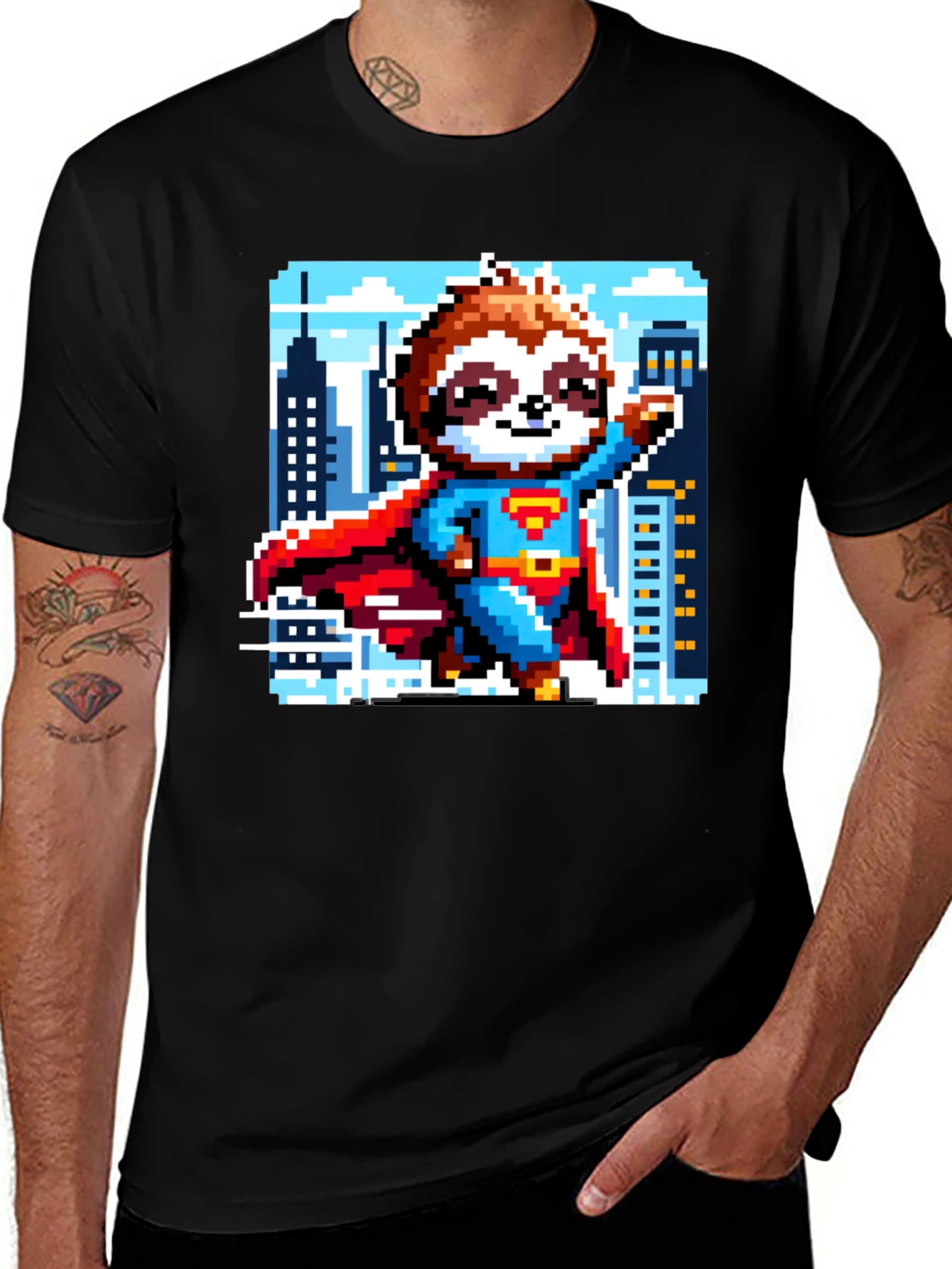 Variant 16 of Pixel Sloth Superman T-Shirt - Heroic Comfort!