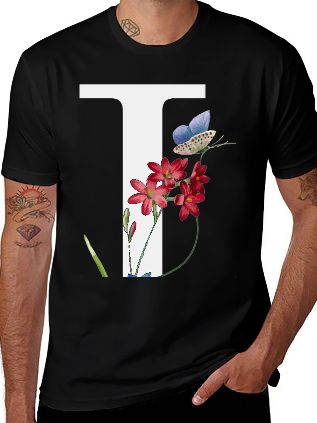 Floral "T" Initial T-Shirt