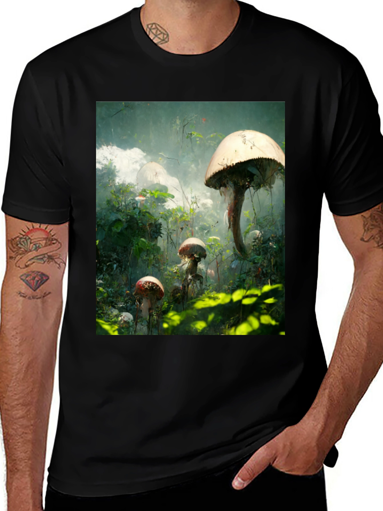 Variant 23 of Mushroom Forest Graphic Tee - Nature Inspired Design