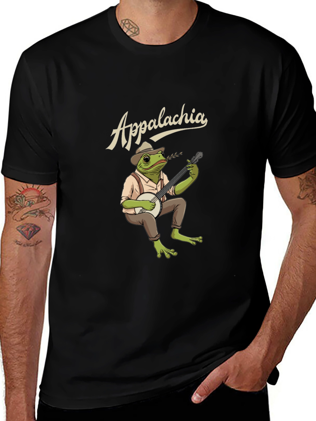 Variant 14 of Appalachia Frog Banjo Player Graphic Tee