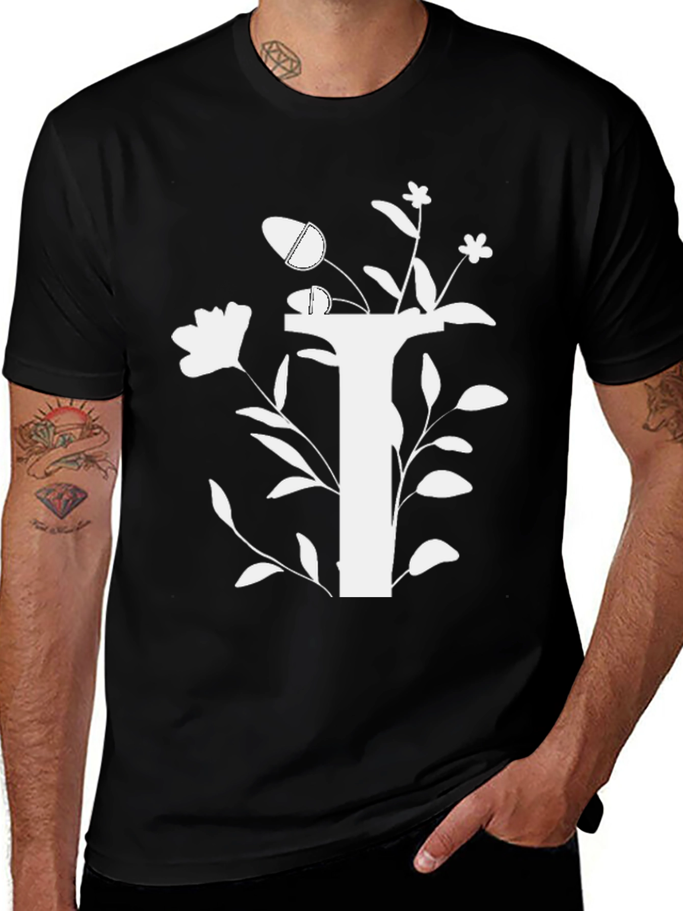 Variant 26 of Floral Initial T-Shirt - Stylish Graphic Tee