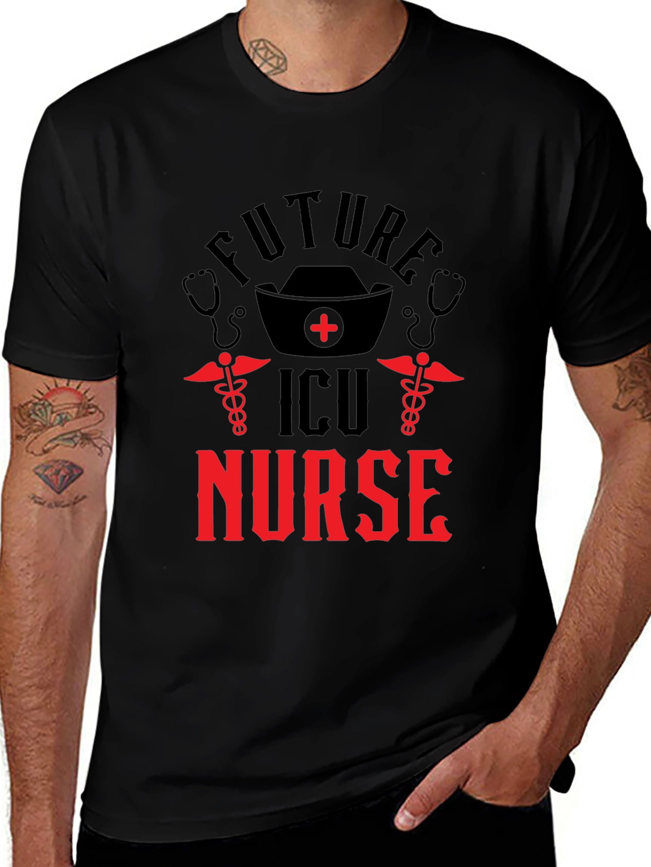 Future ICU Nurse Black Graphic T-Shirt
