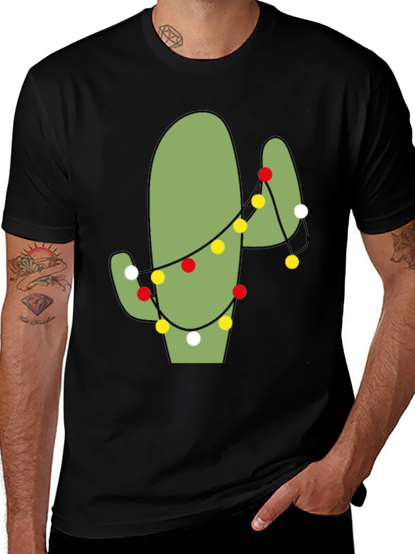 Variant 16 of Cactus Christmas Lights Graphic Tee