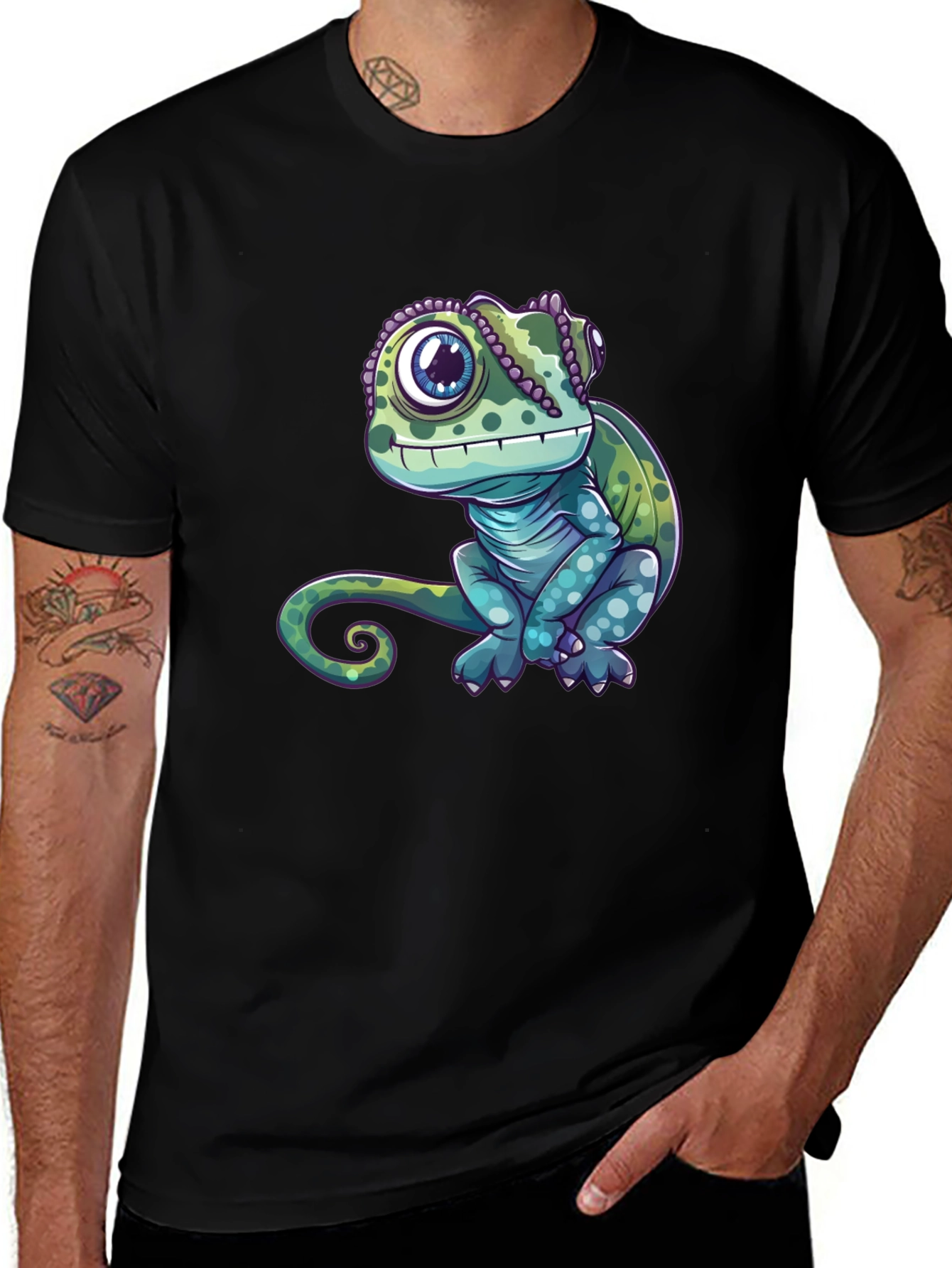 Variant 23 of Chameleon Graphic Tee - Cute Reptile Design