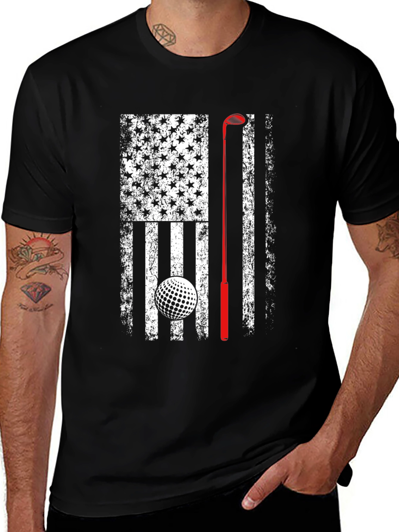 Variant 15 of Golf American Flag Patriotic Graphic T-Shirt