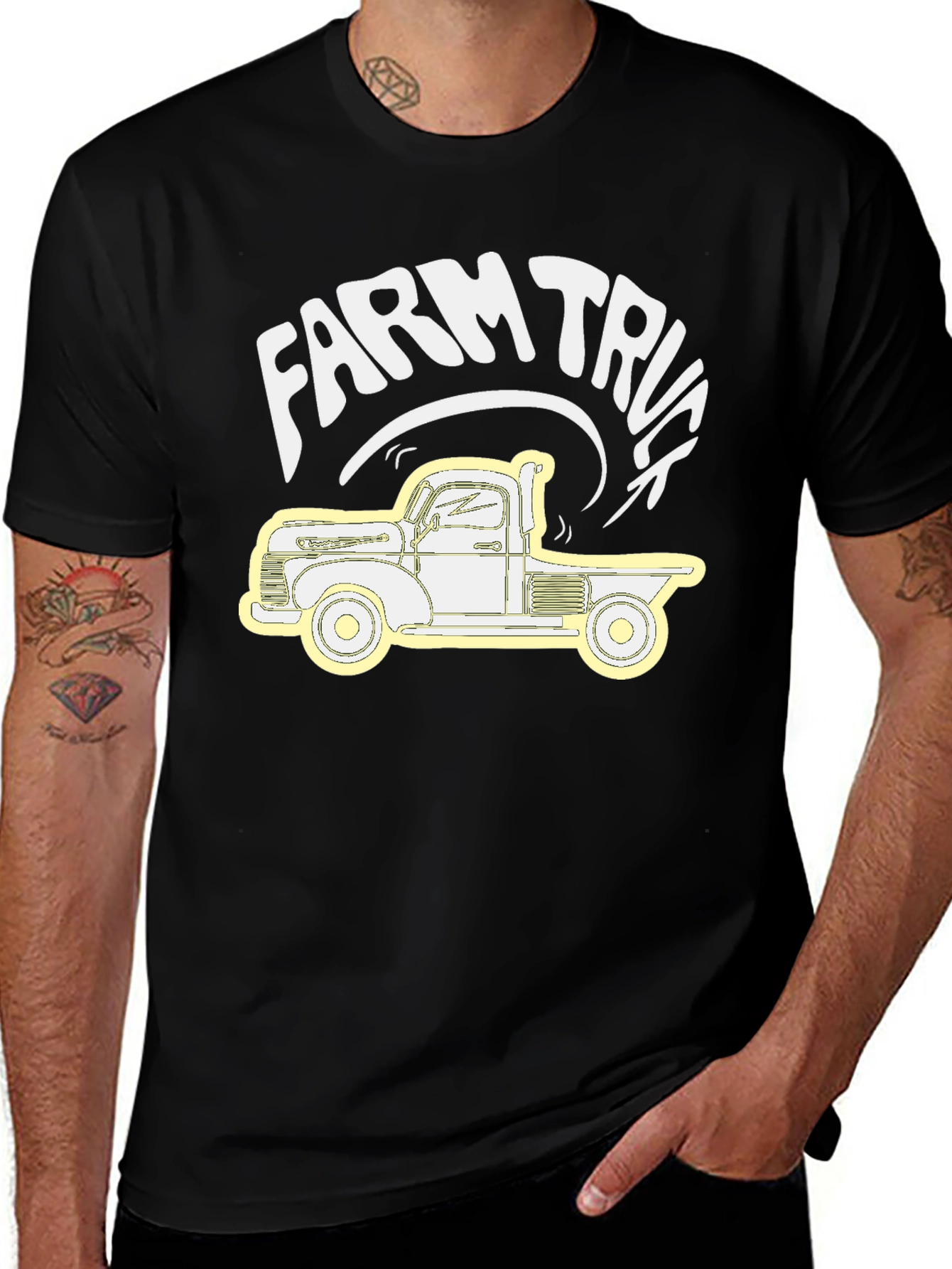 Farm Truck Graphic T-Shirt - Black
