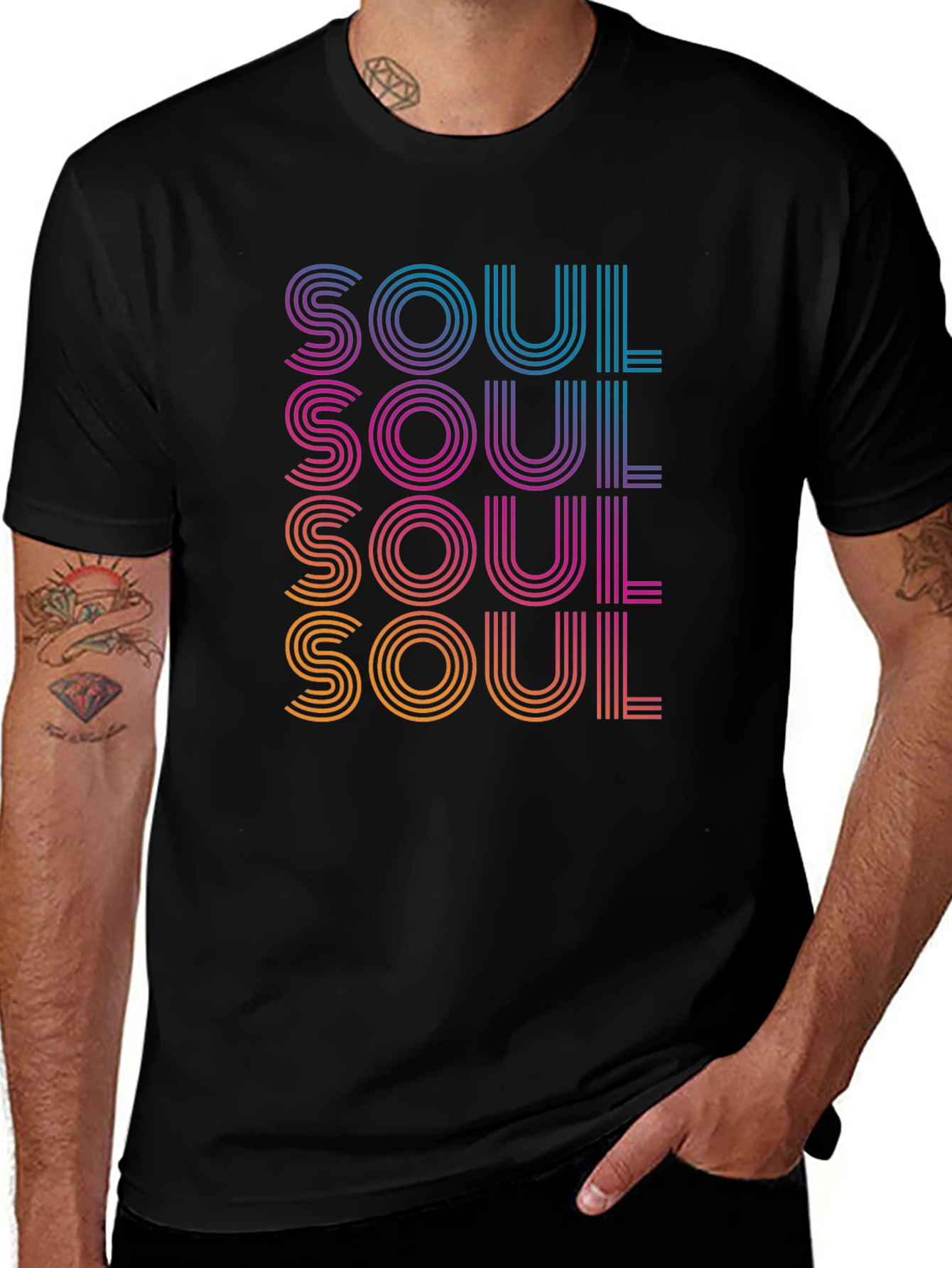 Variant 9 of Retro Soul Graphic Black T-Shirt