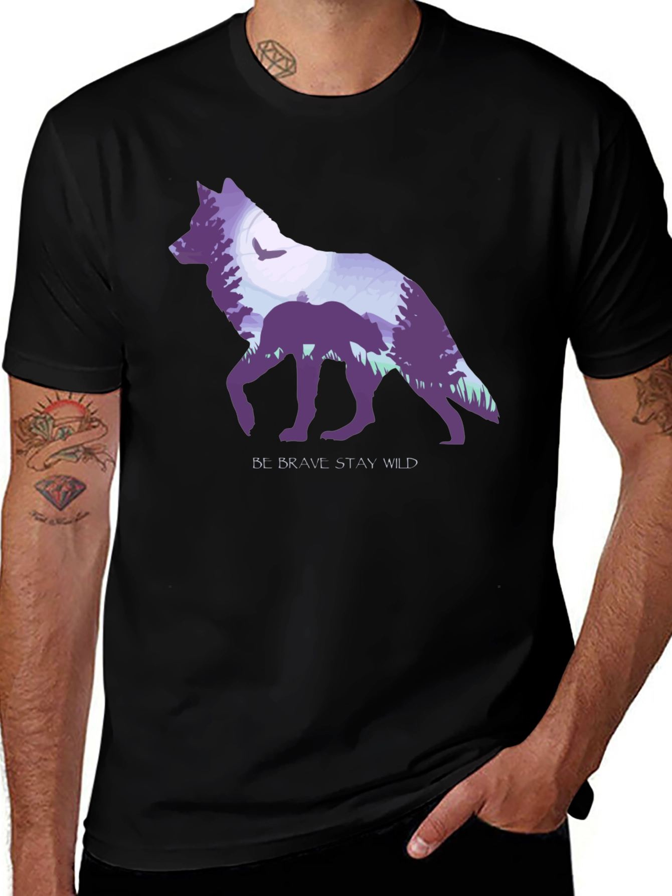 Variant 23 of Be Brave Wolf Graphic T-Shirt