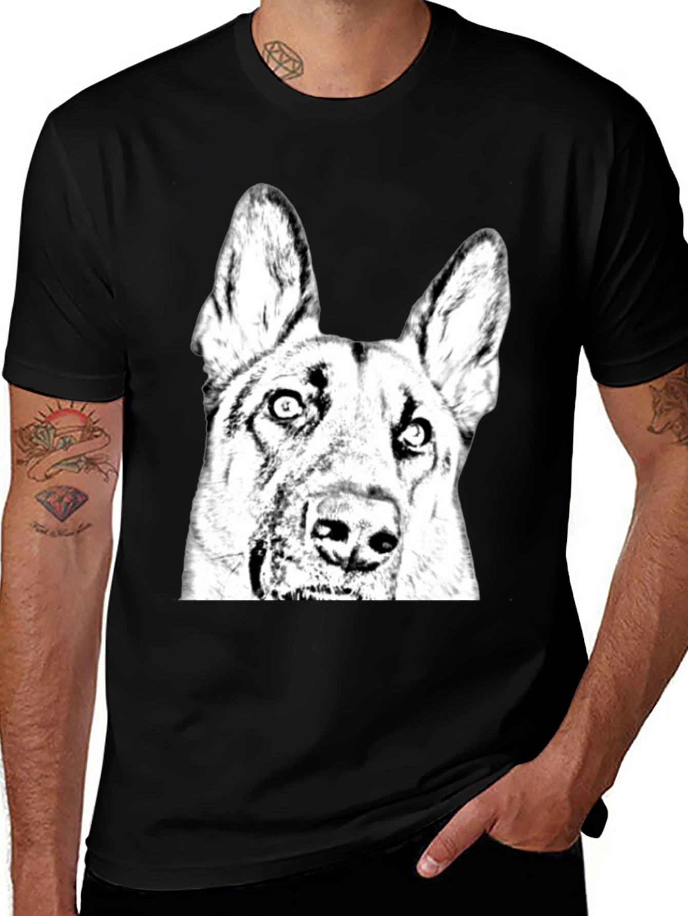 Variant 19 of Dog Graphic Tee - Black Cotton Blend Comfort