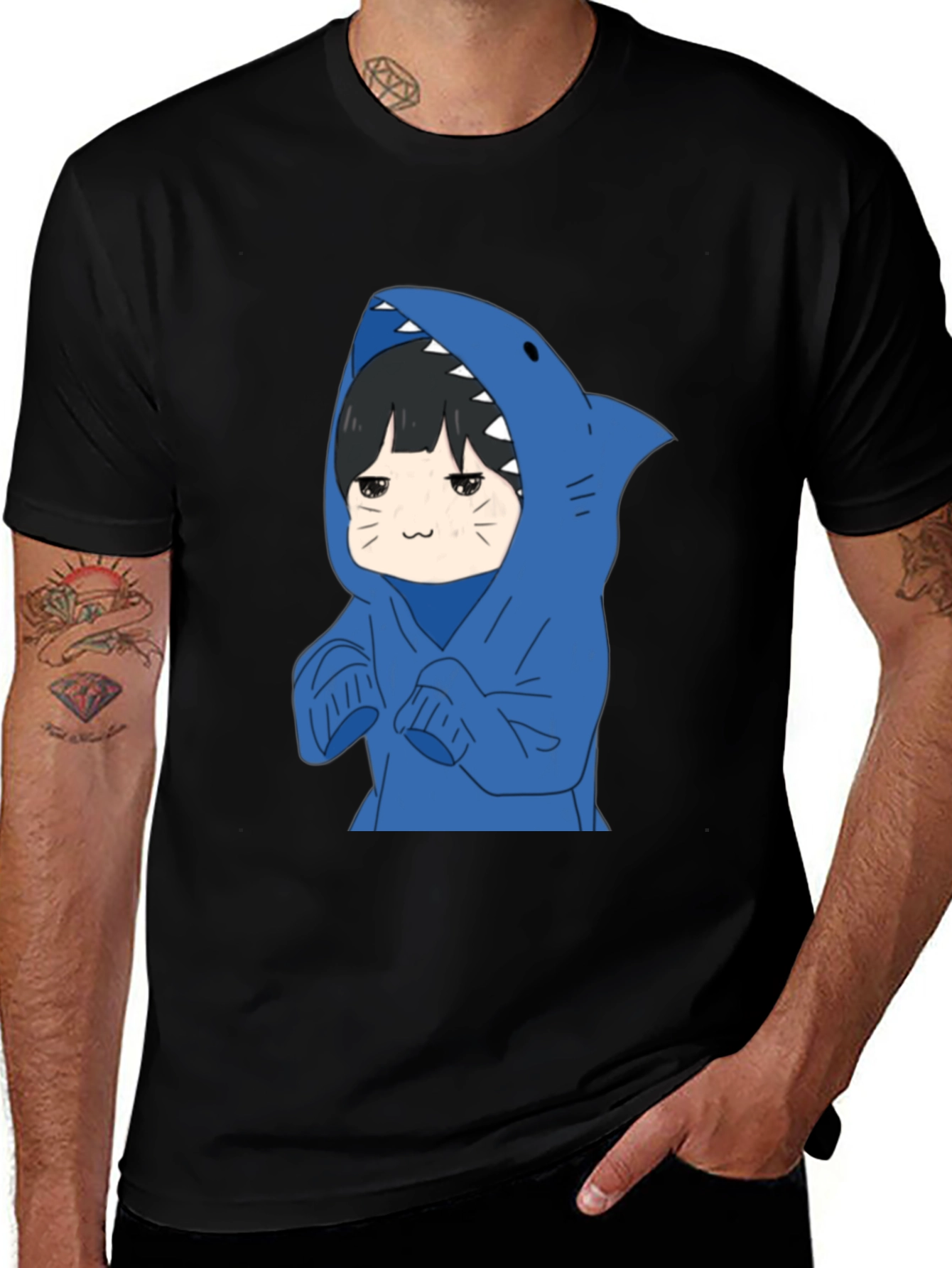 Variant 3 of Shark Hoodie Boy Graphic T-Shirt - Black
