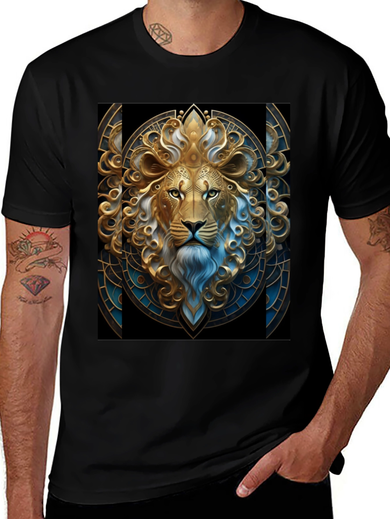 Variant 2 of Lion King T-Shirt: Gold & Blue Majesty